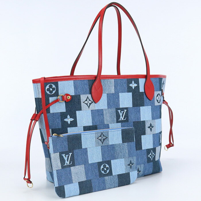 【中古良品】ルイヴィトン(LOUIS VUITTON) スクエア パッチワーク ネヴァーフルMM デニム ブランド トートバッグ M44981 AR4189【ランク：A】 us-2 レディース