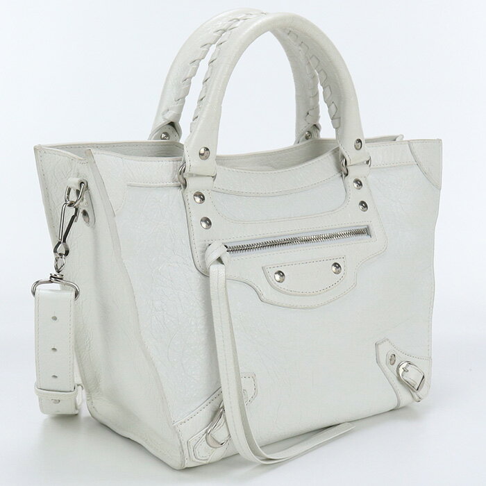 【中古】バレンシアガ(BALENCIAGA) ネオ クラシックM アップサイドダウン レザー 702502 ホワイト系 【ランク：AB】 us-2 2WAY ショルダー レディース SS2406