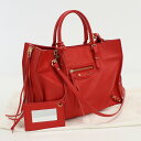 【中古良品】バレンシアガ(BALENCIAGA) ペーパー A6 カーフ 370926 レッド系　【ランク：A】 us-2 2WAY ショルダー レディース