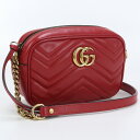 【中古良品】グッチ(GUCCI) GGマーモント キルティング ミニバッグ レザー 448065 レッド系　【ランク：A】 us-2 レディース