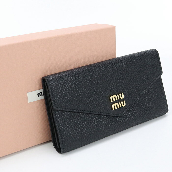 【中古 未使用】ミュウミュウ アウトレット(MIUMIU(OUTLET)) ヴィッテロダイノレザー長財布 ブランド 5MH024 2DT7 F0002 ブラック【ランク：S】 us-1 レディース