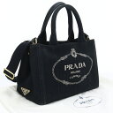 【中古】プラダ(PRADA) カナパ 2WAYトートバッグ コットン 1BG439 ブラック系　【ランク：AB】 us-2 2WAY ショルダー レディース