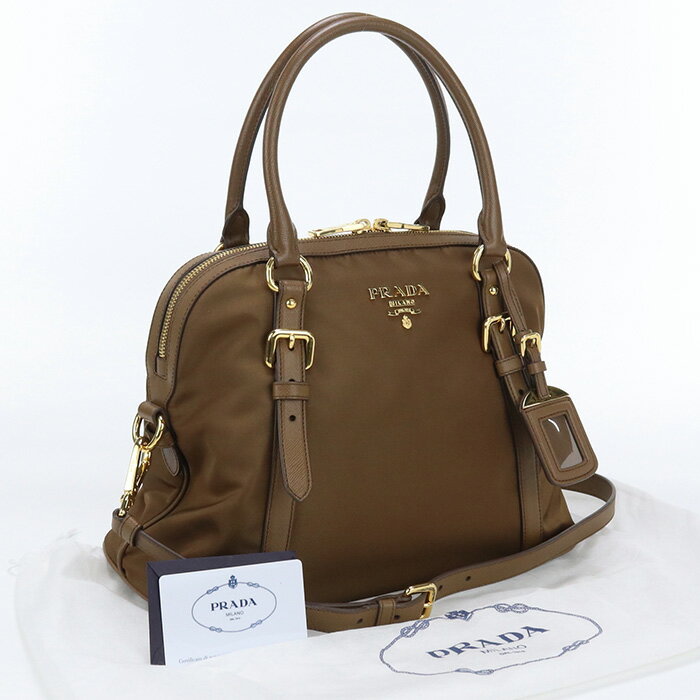 【中古良品】プラダ(PRADA) 2WAYハンドバッグ ブランド 1BB013 ZMY F0468 ブラウン【ランク：A】 us-2 ショルダー レディース