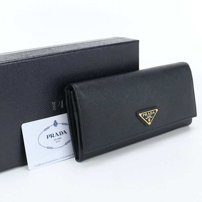 【中古 未使用】プラダ(PRADA) サフィアーノレザー長財布 ブランド 1MH132 QHH F0002 ブラック【ランク：S】 us-1 レディース