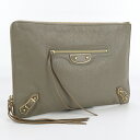 【中古良品】バレンシアガ(BALENCIAGA) クラッチバッグ レザー 390186 グレー系【ランク:A】 us-2 メンズ レディース