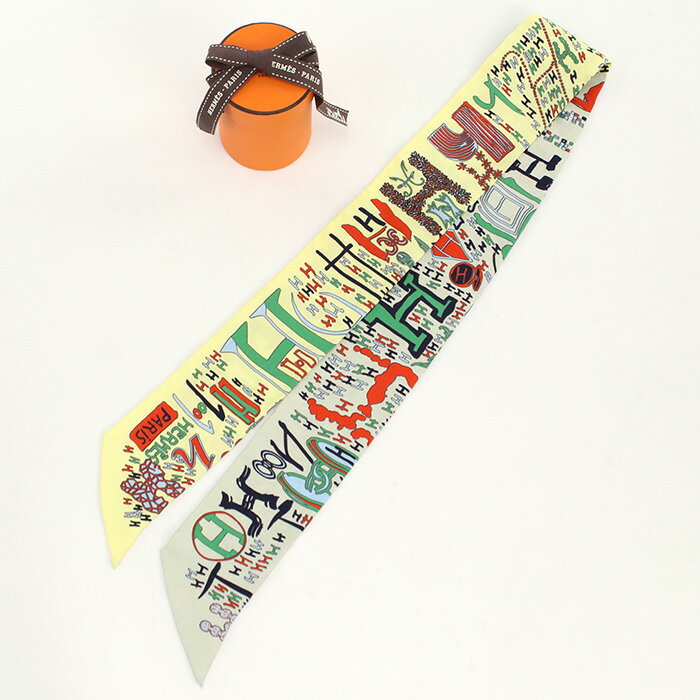 【中古良品】エルメス(HERMES) ツイリー シルク イエロー系【ランク：A】 us-2 レディース