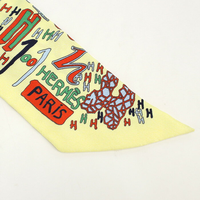 【中古良品】エルメス(HERMES) ツイリー シルク イエロー系【ランク：A】 us-2 レディース
