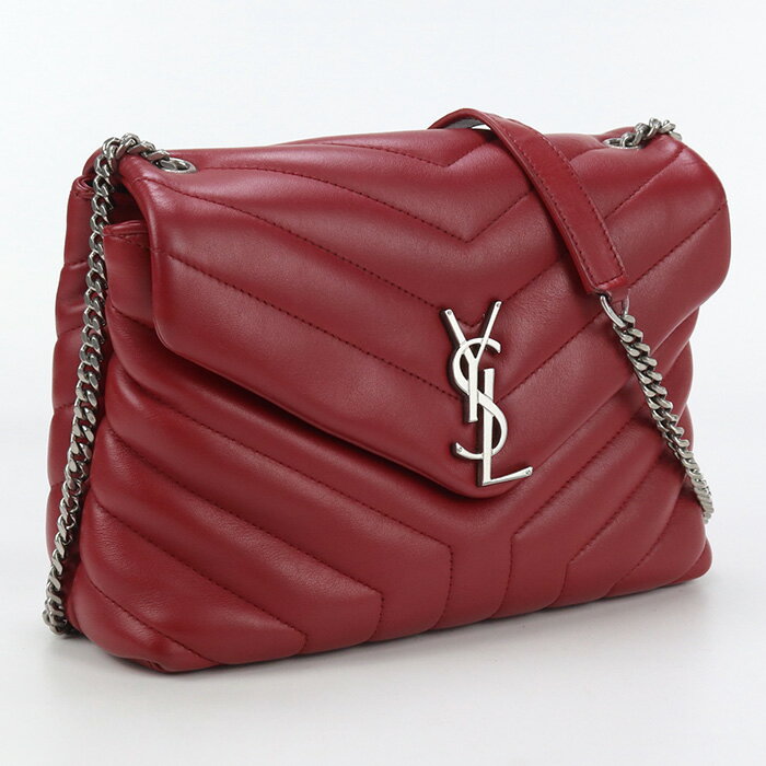 【中古】サンローラン(SAINT LAURENT) ルル チェーンショルダーバッグ カーフ 466476 レッド【ランク:AB】 us-2 レディース