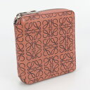 【中古】ロエベ(LOEWE) アナグラム スクエアジップウォレット カーフ ピンク系【ランク:AB】 us-2 レディース