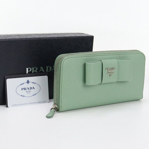 【中古良品】プラダ(PRADA) サフィアノレザー ジップアラウンド長財布 1ML506 ZTM F00ZY グリーン【ランク:A】 us-2 レディース 【中古良品】プラダ(PRADA) サフィアノレザー ジップアラウンド長財布 1ML506 ZTM F00ZY グリーン【ランク:A】 us-2 レディース