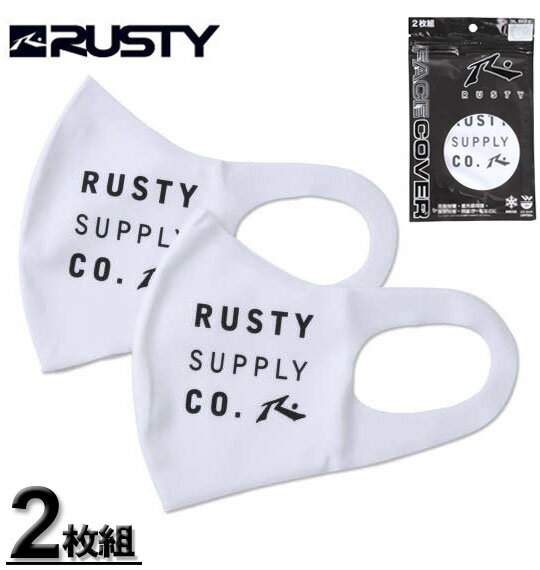 大きいサイズ メンズ RUSTY(ラスティ) 大きめサイズ接触冷感・UVカットマスク(2枚セット) ホワイト 3L コンビニ受取対応商品