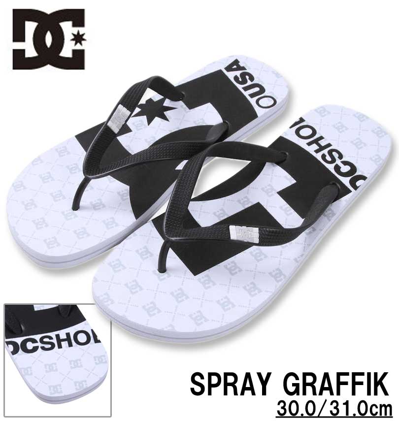 大きいサイズ メンズ DCSHOES ディーシーシューズ ビーチサンダル SPRAY GRAFFIK ホワイト ブラックモノグラム 30cm 31cm