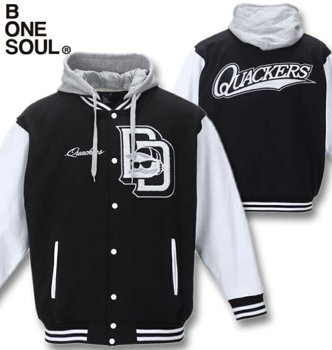 大きいサイズ メンズ b-one-soul(ビーワンソウル) DUCK DUDEスウェットスタジアムジャケット ブラック 3L 4L 5L 6L 送料無料 大きいサイズ メンズ b-one-soul(ビーワンソウル) DUCK DUDEスウェットスタジアムジャケット ブラック 3L 4L 5L 6L 送料無料