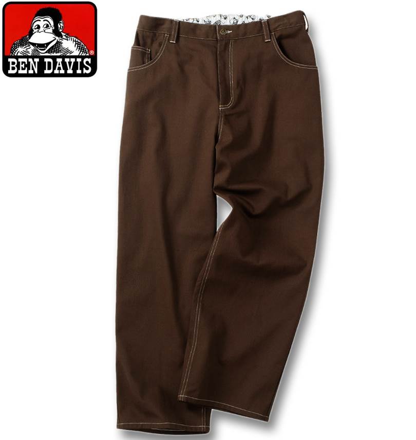 大きいサイズ メンズ BEN DAVIS エンブロイダリー ペインターパンツ ブラウン 3L 4L 5L 6L 送料無料