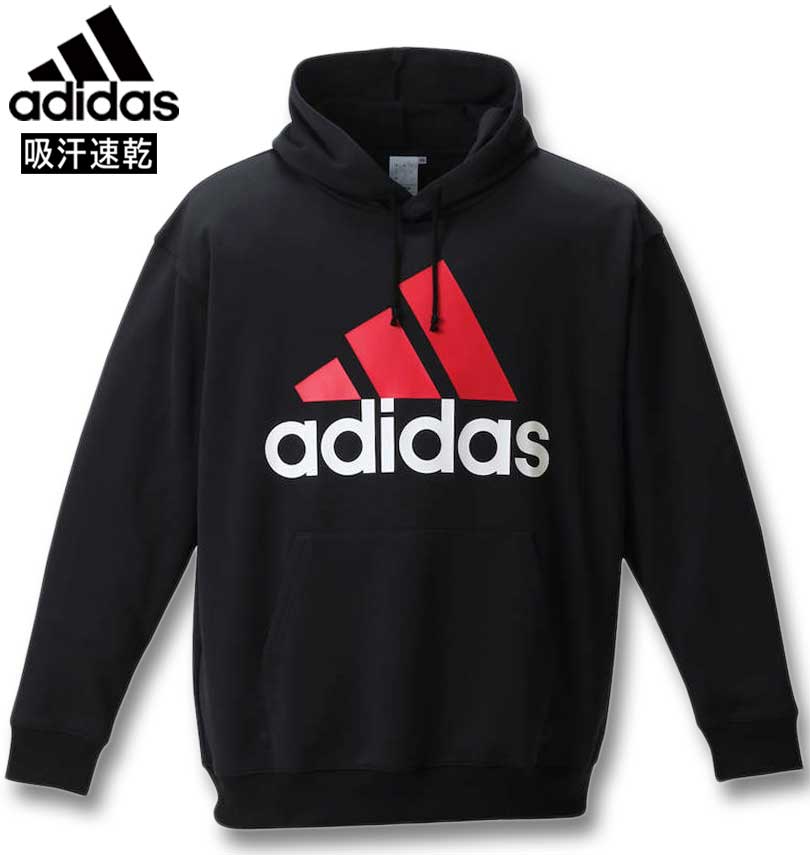 大きいサイズ メンズ adidas アディダス スウェット ジャージ プルパーカー ブラック 3XO/2L 4XO/3L 5XO/4L 6XO/5L 7XO/6L 8XO/7L 送料無料