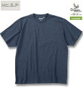【全品ポイント5倍】大きいサイズ メンズ Mc.S.P オーガニックコットン クルーネック 半袖 Tシャツ ネイビー杢 3L 4L 5L 6L 7L 8L