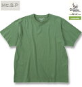 【全品ポイント5倍】大きいサイズ メンズ Mc.S.P オーガニックコットン クルーネック 半袖 Tシャツ グリーン 3L 4L 5L 6L 7L 8L