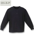 大きいサイズ メンズ Mc.S.P ワッフルヘンリーネック 長袖Tシャツ ブラック 3L 4L 5L 6L 7L 8L