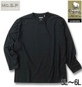 【全品ポイント5倍】大きいサイズ メンズ Mc.S.P オーガニックコットン クルーネック 長袖 Tシャツ ブラック 3L 4L 5L 6L