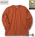 【全品ポイント5倍】大きいサイズ メンズ Mc.S.P オーガニックコットン クルーネック 長袖 Tシャツ オレンジ 3L 4L 5L 6L