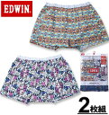 大きいサイズ メンズ EDWIN エドウィン 2Pプリント布帛トランクス ブルー系 ホワイト系 3L 4L 5L 6L 7L 8L