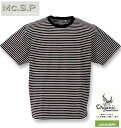 【全品ポイント5倍】大きいサイズ メンズ Mc.S.P オーガニックコットンボーダークルーネック半袖Tシャツ ブラック 3L 4L 5L 6L 7L 8L
