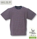 【全品ポイント5倍】大きいサイズ メンズ Mc.S.P オーガニックコットンボーダークルーネック半袖Tシャツ ネイビー杢 3L 4L 5L 6L 7L 8L