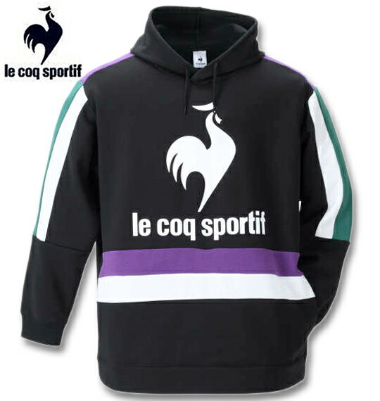 【全品ポイント5倍】大きいサイズ メンズ LE COQ SPORTIF(ルコック) 裏起毛スウェットプルパーカー ブラック 2L 3L 4L 5L 6L 送料無料