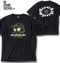 大きいサイズ メンズ b-one-soul ビーワンソウル DUCK DUDEメタリックフェイス半袖Tシャツ ブラック 3L 4L 5L 6L 送料無料