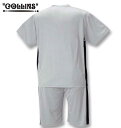 大きいサイズ メンズ COLLINS ハニカムメッシュ 脇切替 半袖Tシャツ ハーフパンツ 上下セット グレー×ブラック 3L 4L 5L 6L 8L 送料無料