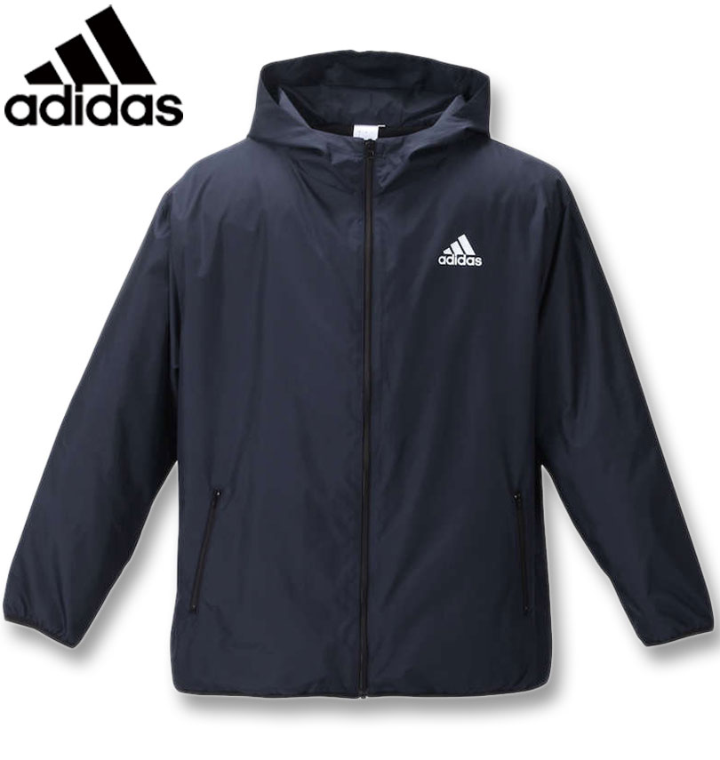 【全品ポイント5倍】大きいサイズ メンズ adidas アディダス ウーブンフードジャケット ダークネイビー 3XO/2L 4XO/3L 5XO/4L 6XO/5L 7XO/6L 8XO/7L 送料無料