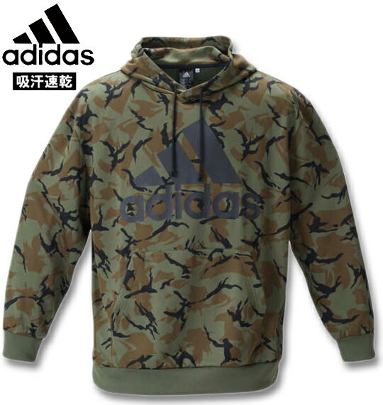 大きいサイズ メンズ adidas アディダス カモフラ柄スウェットプルパーカー フォーカスオリーブ 3XO/2L 4XO/3L 5XO/4L 6XO/5L 7XO/6L 8XO/7L 送料無料