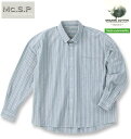 【全品ポイント5倍】大きいサイズ メンズ Mc.S.P オーガニック100 オックス ストライプ 長袖 B.D シャツ ネイビー 3L 4L 5L 6L 8L 送料無料