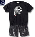 大きいサイズ メンズ 黒柴印和んこ堂 ポリ天竺 半袖Tシャツ+楊柳ハーフパンツ ブラック×ブラック 3L 4L 5L 6L 8L 送料無料