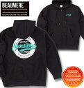 大きいサイズ メンズ BEAUMERE 裏起毛 フルジップ パーカー ブラック 3L 4L 5L 6L 8L 送料無料