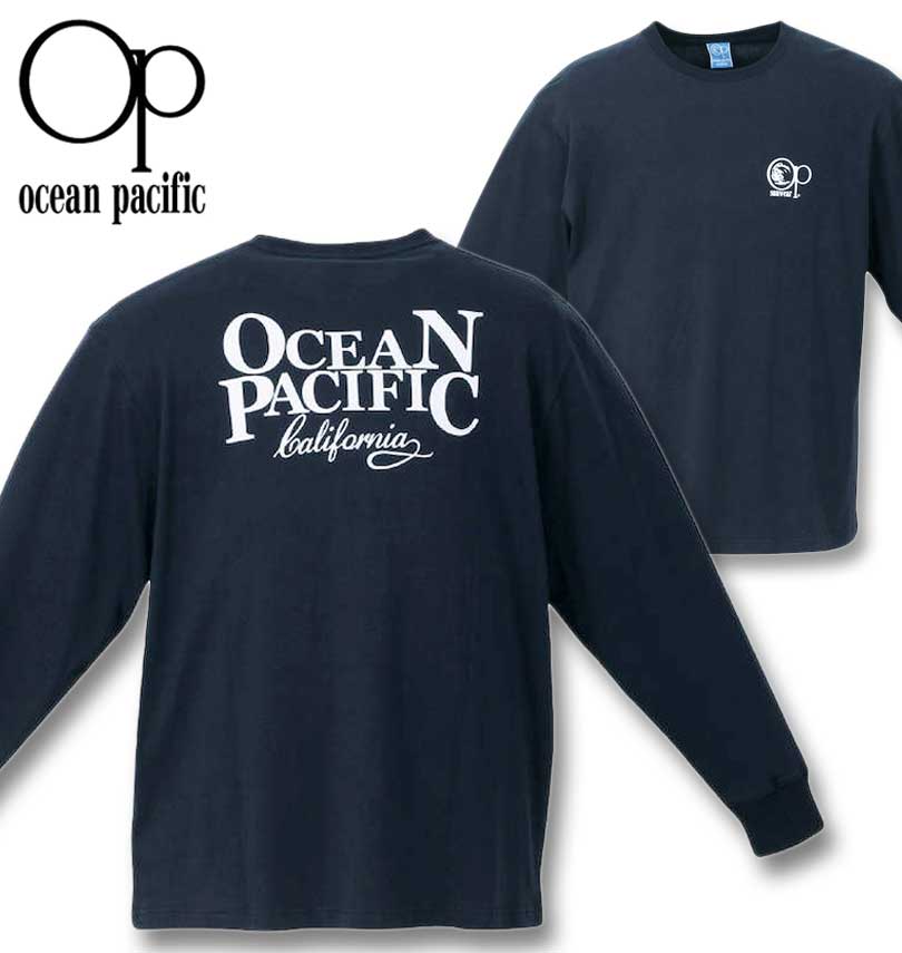 大きいサイズ メンズ OCEAN PACIFIC 天竺 長袖Tシャツ ネイビー 3L 4L 5L 6L 8L 送料無料