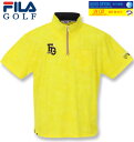 大きいサイズ メンズ FILA GOLF フィラゴルフ ジャガードハーフジップ半袖シャツ イエロー 3L 4L 5L 6L 送料無料