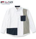 大きいサイズ メンズ H by FIGER CVCオックス 縦切替 長袖 B.D シャツ ホワイト 3L 4L 5L 6L 8L 送料無料