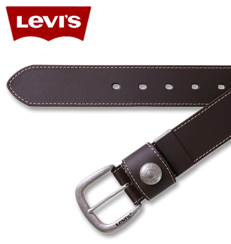 【全品ポイント5倍】大きいサイズ メンズ Levi's リベット ベルト ダークブラウン ロングサイズ 2L/~130cm 送料無料