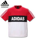 大きいサイズ メンズ adidas アディダス 切替半袖Tシャツ レッド ホワイト 3XO/2L 4XO/3L 5XO/4L 6XO/5L 7XO/6L 8XO/7L 送料無料