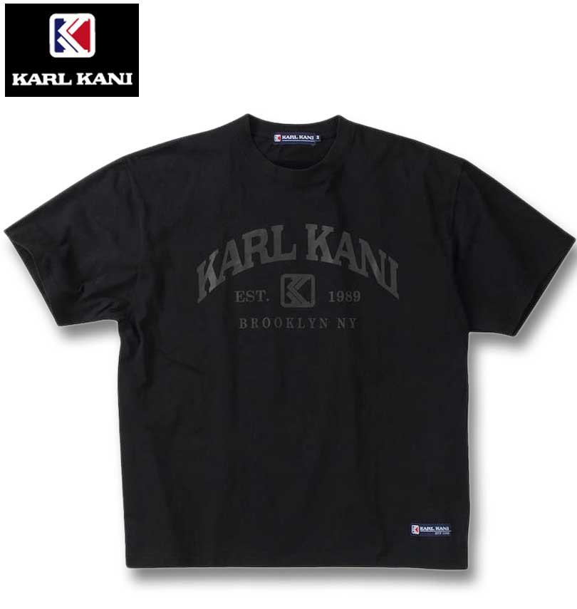 大きいサイズ メンズ KARL KANI 天竺 半袖Tシャツ ブラック 3L 4L 5L 6L 8L 送料無料