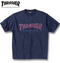 大きいサイズ メンズ THRASHER veins comp 半袖 Tシャツ ネイビー 3L 4L 5L 6L 8L 送料無料