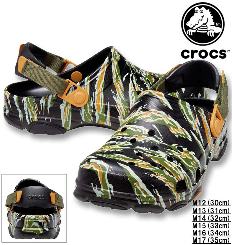 大きいサイズ メンズ crocs クロックス サンダル CLASSIC ALL TERRAIN CAMO CLOG ブラック マルチ M12/30cm M13/31cm M14/32cm M15/33cm M16/34cm M17/35cm 送料無料