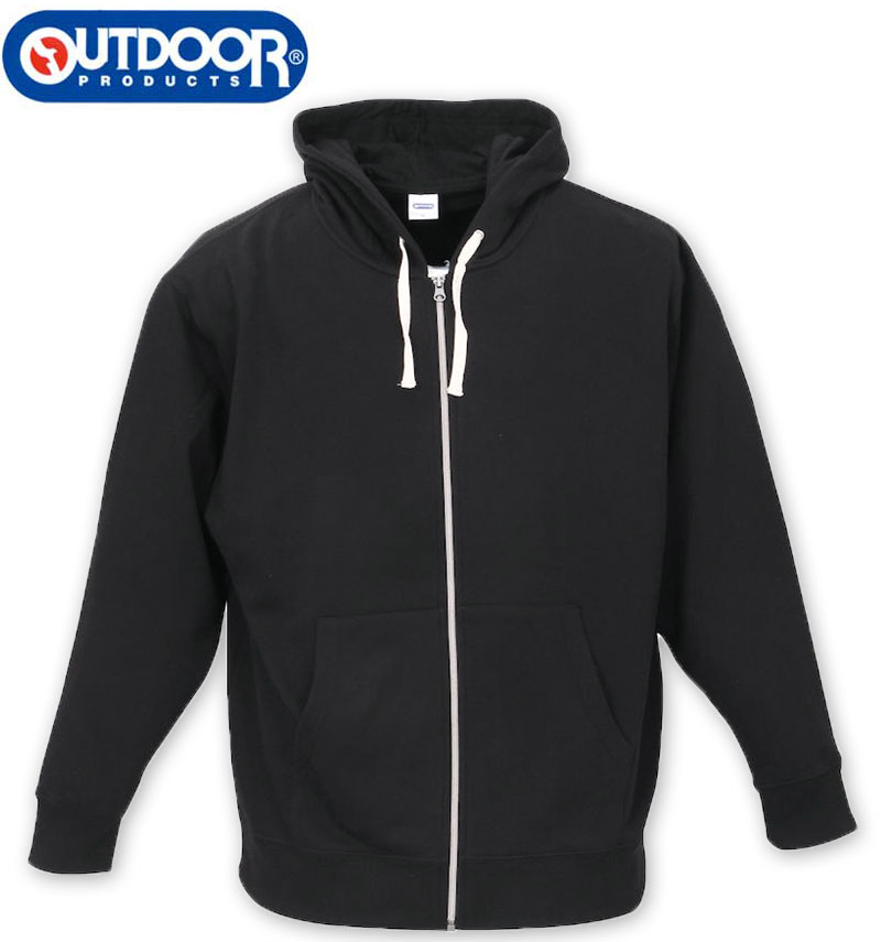 大きいサイズ メンズ OUTDOOR PRODUCTS フルジップ パーカー トレーナー ブラック 3L 4L 5L 6L 8L 送料無料