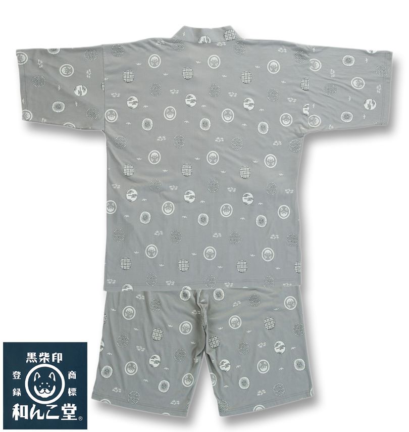 大きいサイズ メンズ 黒柴印和んこ堂 カット楊柳 総柄 甚平 グレー 3L 4L 5L 6L 8L 送料無料