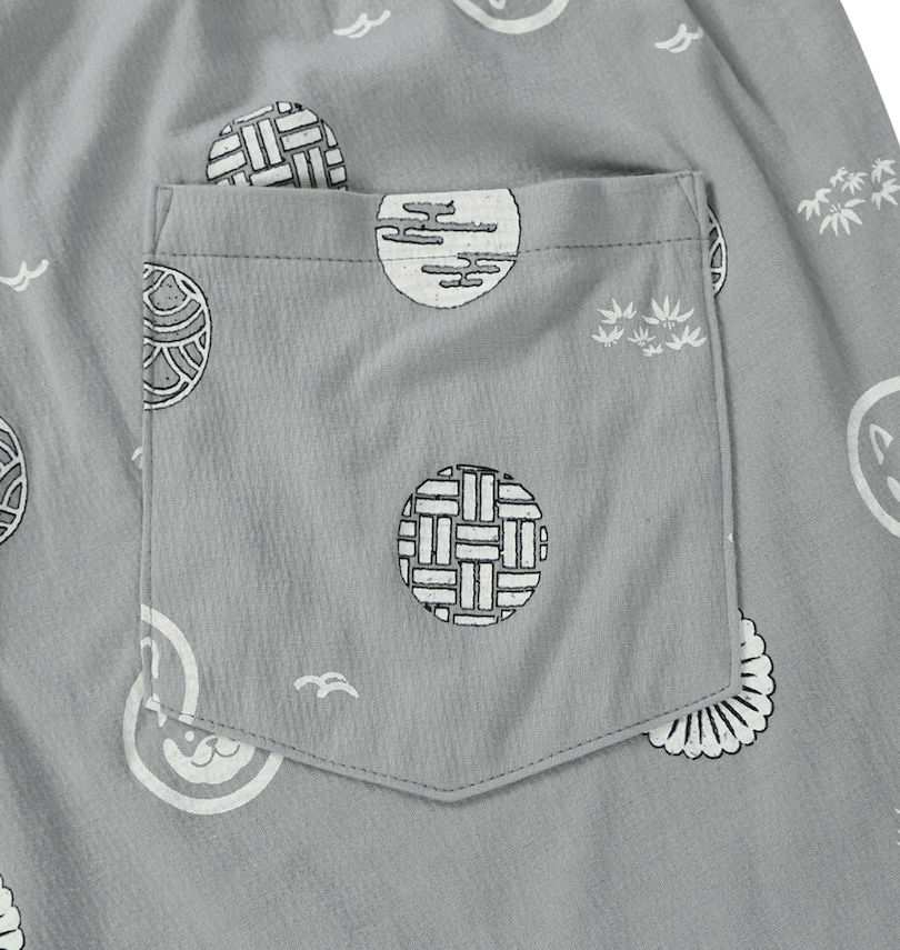 大きいサイズ メンズ 黒柴印和んこ堂 カット楊柳 総柄 甚平 グレー 3L 4L 5L 6L 8L 送料無料