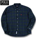大きいサイズ メンズ POLO BCS ネル チェック 長袖 B.D シャツ グリーン系 3L 4L 5L 6L 8L 送料無料