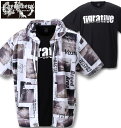 大きいサイズ メンズ BEAUMERE(ボウメール) 昇華総柄半袖フルジップパーカー 半袖Tシャツ グレー系×ブラック 3L 4L 5L 6L 送料無料