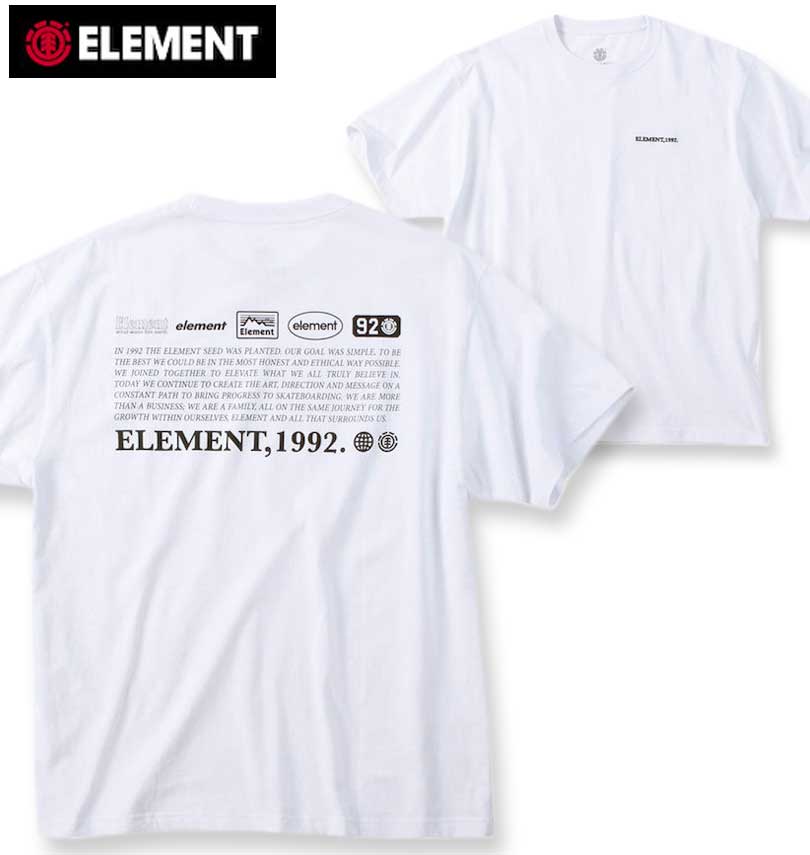 大きいサイズ メンズ ELEMENT EQUIPMENT 半袖 Tシャツ ホワイト 3L 4L 5L 6L 送料無料