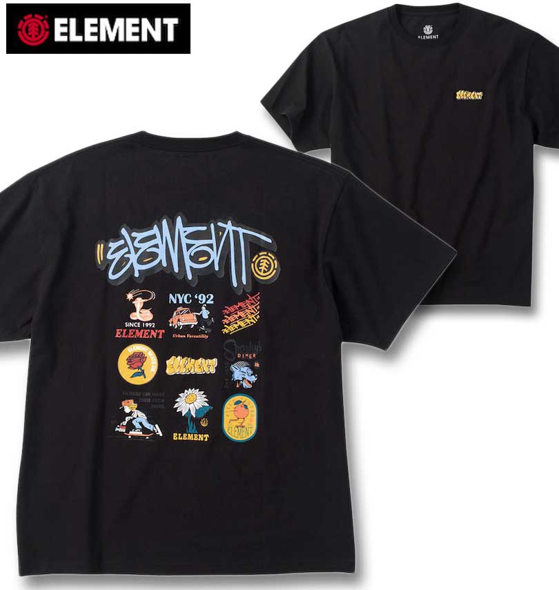 大きいサイズ メンズ ELEMENT ACOMPANY 半袖 Tシャツ ブラック 3L 4L 5L 6L 送料無料